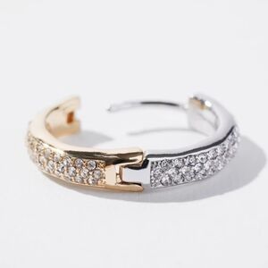 White House Black Market  Pave Hoops Crystal Gold and Silver Earrings